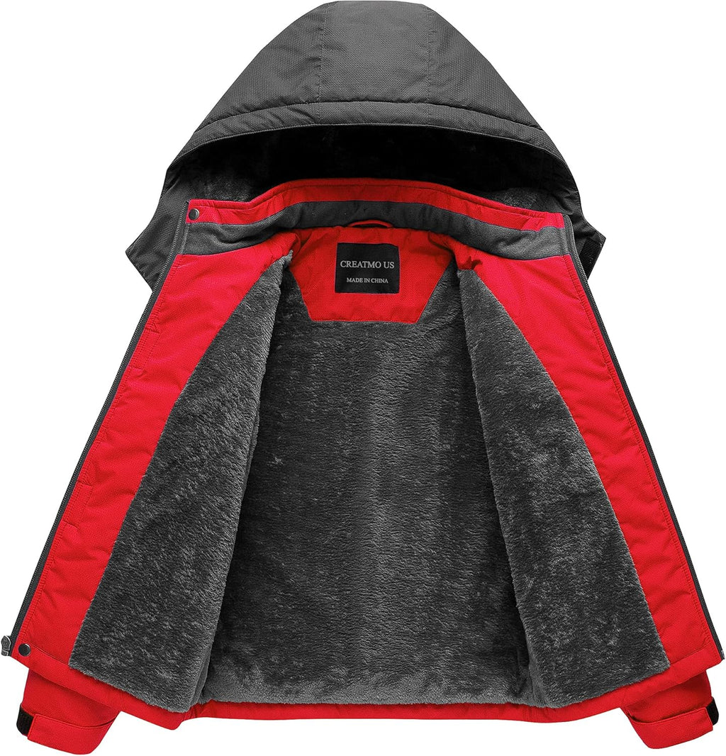 Boy'S Waterproof Ski Jacket Warm Winter Fleece Snow Coat Windproof Snowboarding Rain Jacket