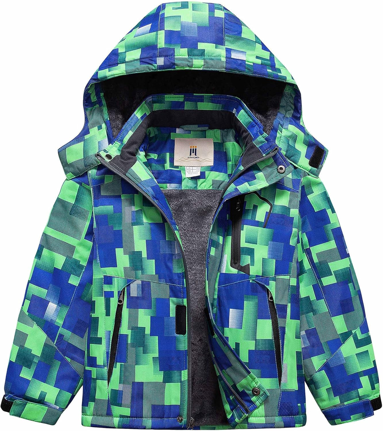 Boy'S Waterproof Ski Jacket Warm Winter Fleece Snow Coat Windproof Snowboarding Rain Jacket